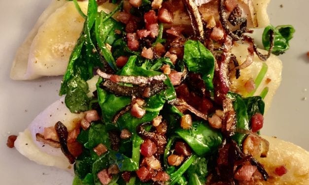 Mouth-Watering Spinach Pierogi with Caramelized Onion And Bacon