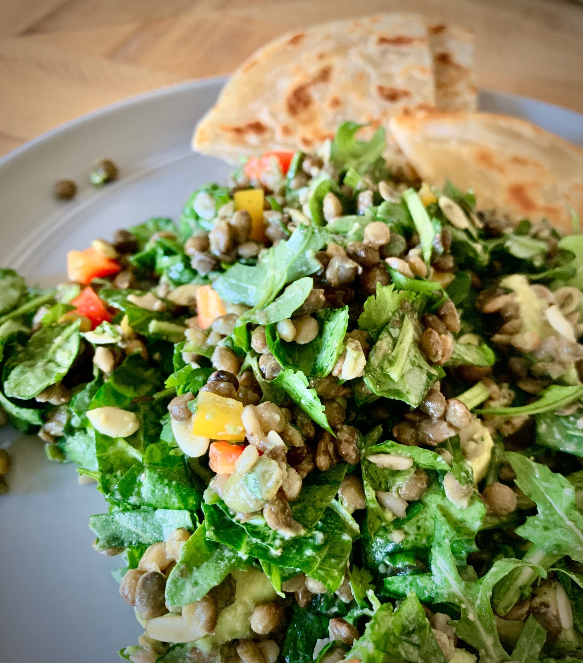 vegan salad recipe, lentil salad, the best lentil salad, taco salad, salad recipes, healthy salad recipes, healthy taco salad recipe, lentil recipes, vegan recipes