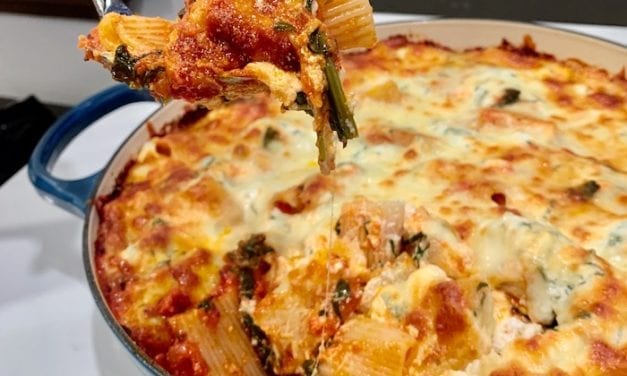 Baked Rigatoni with Ricotta, Spinach, & Sausage